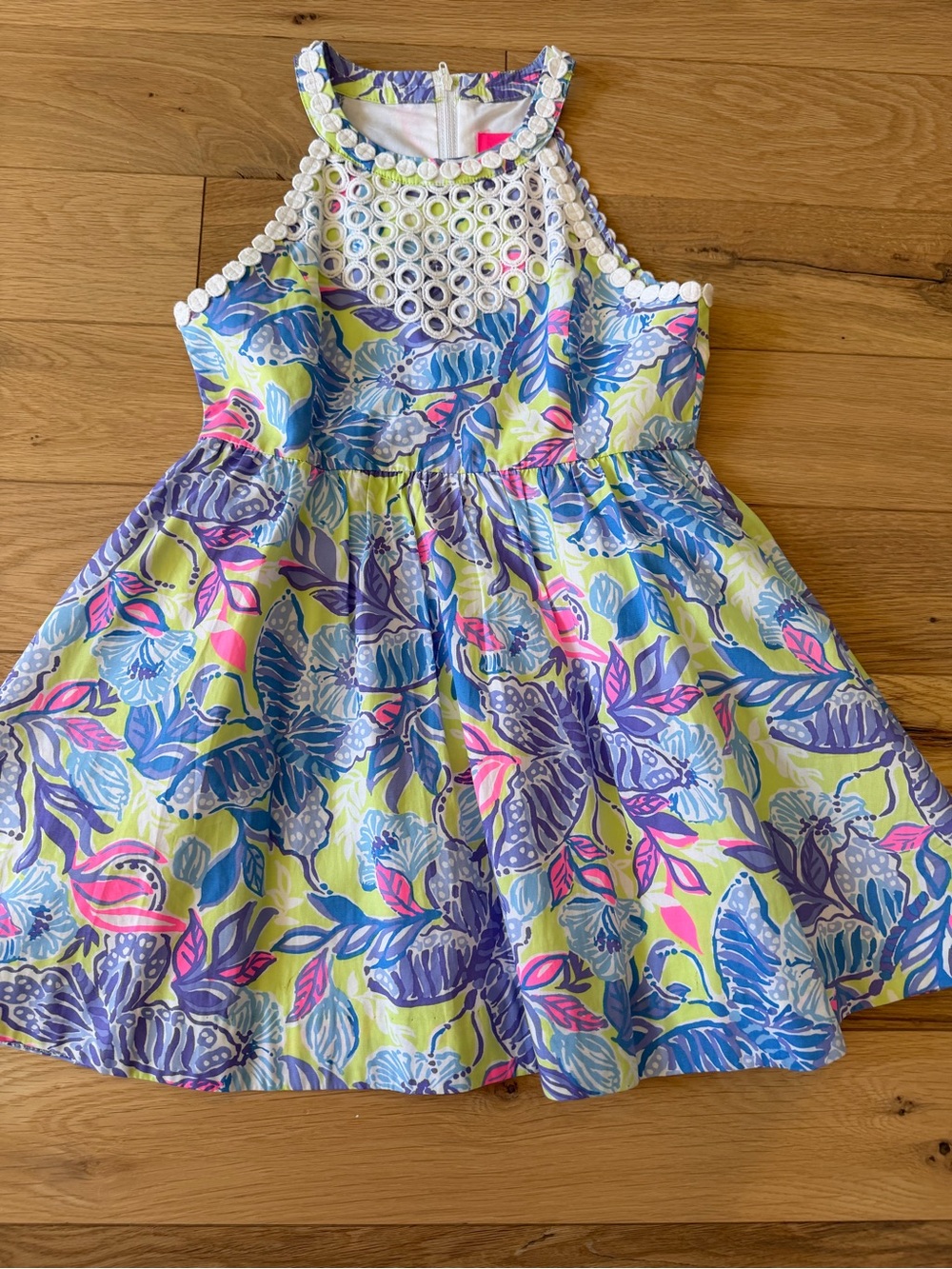 Girls Floral Halter Dress with Eyelet Detail - Multicolor Lilly Pulitzer